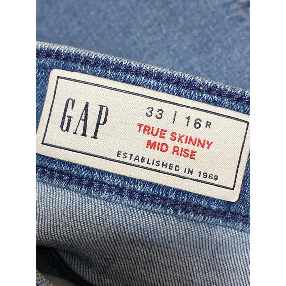 Gap True Skinny Mid Rise Women's Blue Medium Wash Ankle Denim Jeans Size 33 - Picture 4 of 5